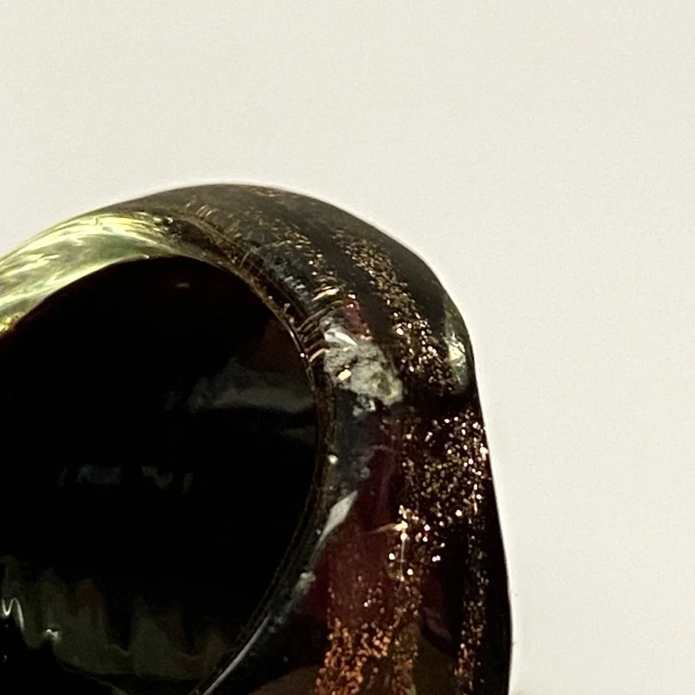 VINTAGE Glass Glitter MCM Dichroic Ring Sz 6 - Picture 8 of 11